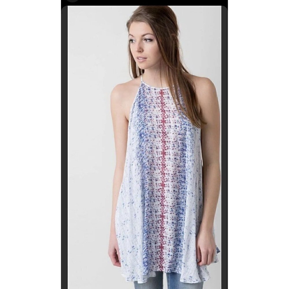 Free People Intimately All Wrapped Up Long Tank Top Blue Red White Open …